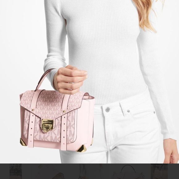 Michael Kors Manhattan Dark Powder Blush Med Leather Satchel